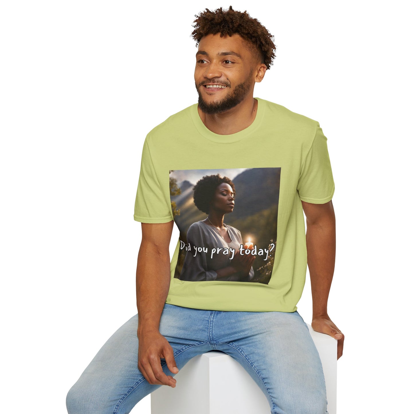Inspirational Unisex Softstyle T-Shirt - "Did You Pray Today?" with Heavenly Love Vibes Design