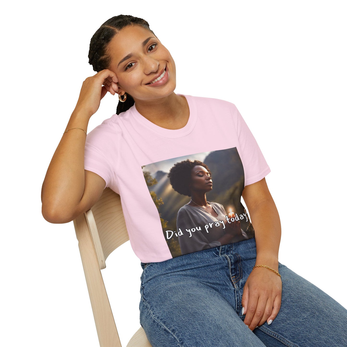 Inspirational Unisex Softstyle T-Shirt - "Did You Pray Today?" with Heavenly Love Vibes Design