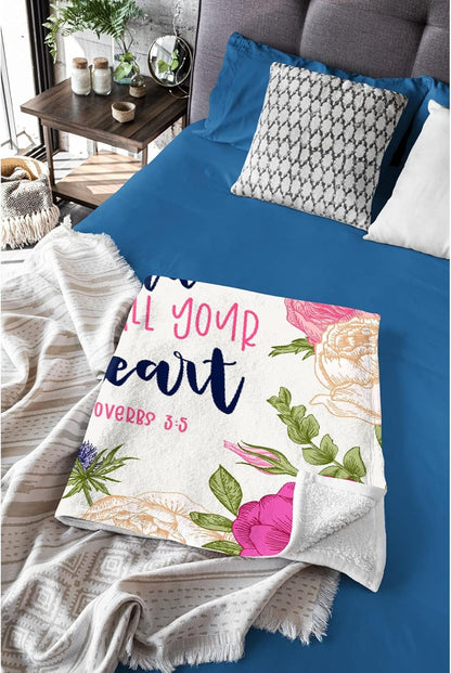 Bible Verse Christian Bible Verse Luke Trust Love Heart Blanket,Flannel Throw Blanket Ultra Soft Micro Lightweight Flannel Blanket Bed Couch Living Room 50"X40" Small for Kid