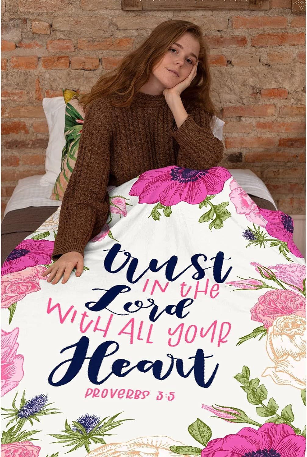 Bible Verse Christian Bible Verse Luke Trust Love Heart Blanket,Flannel Throw Blanket Ultra Soft Micro Lightweight Flannel Blanket Bed Couch Living Room 50"X40" Small for Kid