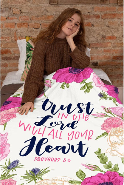 Bible Verse Christian Bible Verse Luke Trust Love Heart Blanket,Flannel Throw Blanket Ultra Soft Micro Lightweight Flannel Blanket Bed Couch Living Room 50"X40" Small for Kid