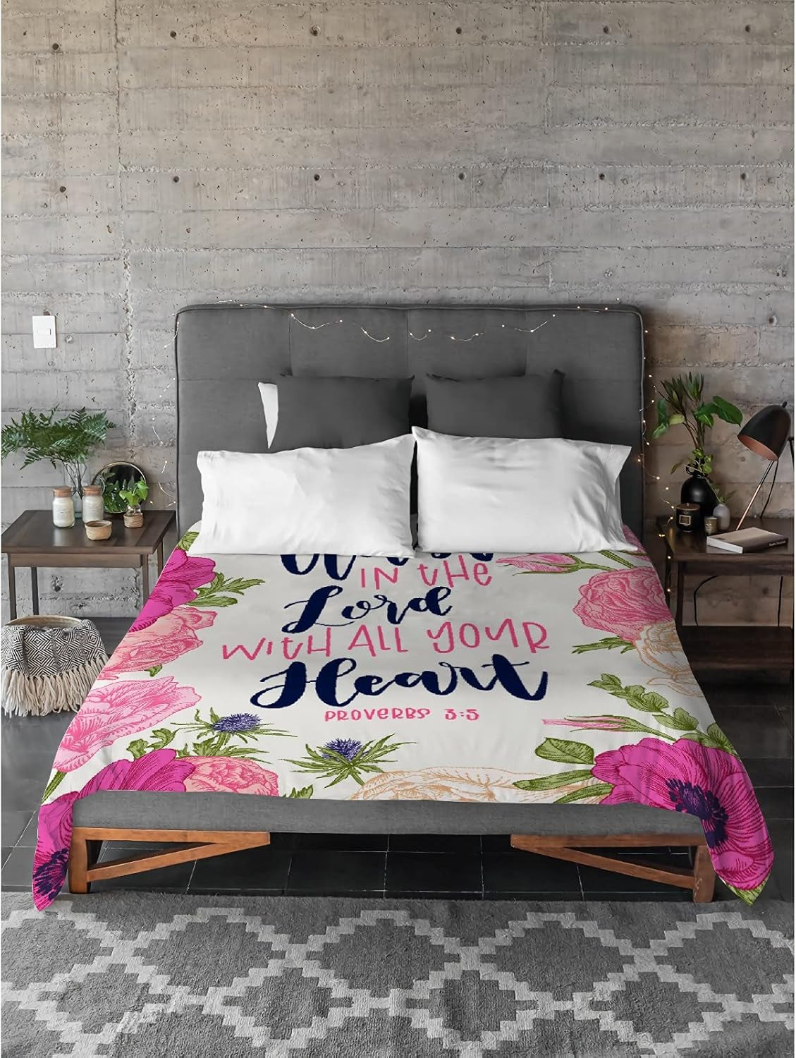 Bible Verse Christian Bible Verse Luke Trust Love Heart Blanket,Flannel Throw Blanket Ultra Soft Micro Lightweight Flannel Blanket Bed Couch Living Room 50"X40" Small for Kid